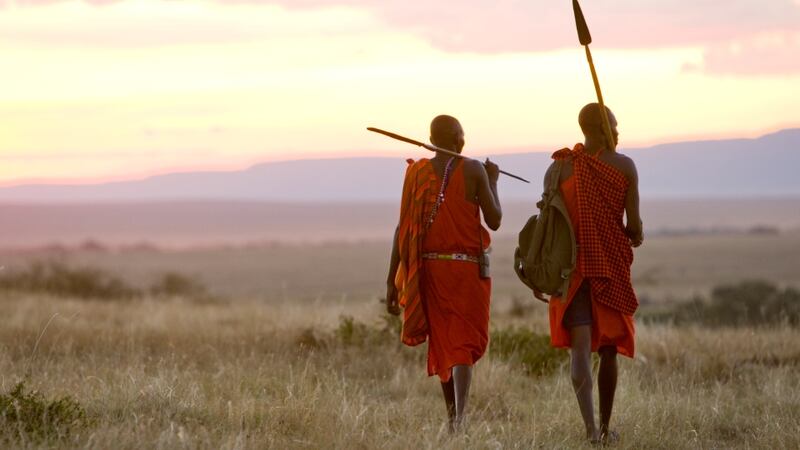 In the far distance we spotted a red shadow strutting its stuff down the mountain. It was Chief Sankale.