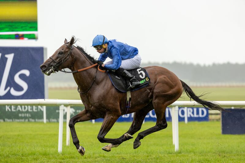 Ryan Moore on Skukuza wins The QuinnBet Emerald Mile Handicap. Photograph: Morgan Treacy/Inpho
