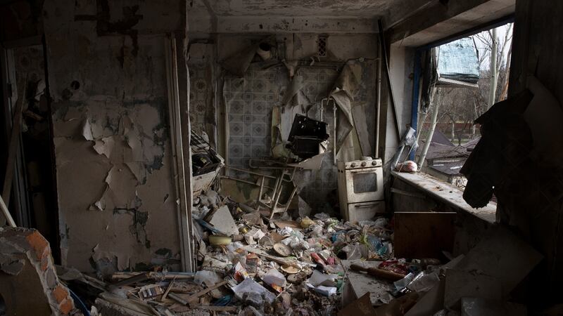 A damaged apartment building in Kramatorsk, Ukraine. Photograph: Tyler Hicks/New York Times