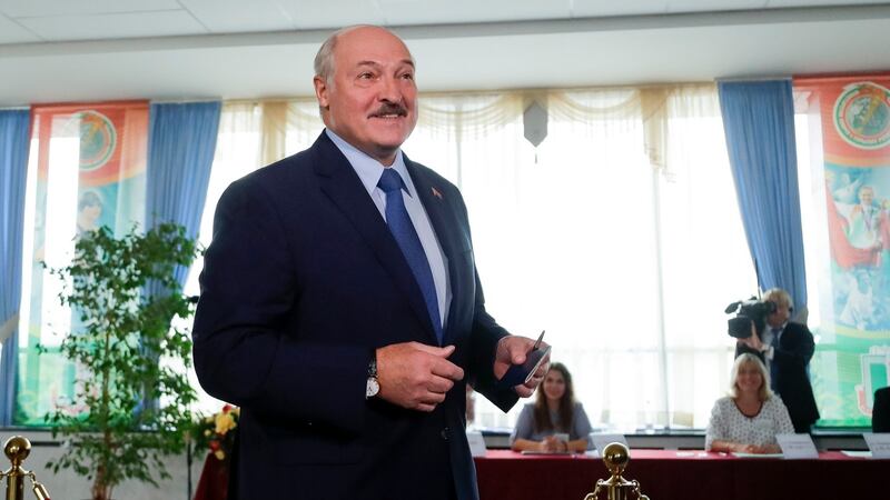 Belarusian president Alexander Lukashenko at a polling station in Minsk. Photograph: Sergei Grits/AP