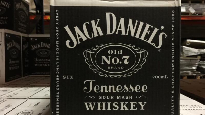 One of the cases of stolen whiskey taken from a warehouse in Parkwest Industrial Estate. Photograph: Garda Press Office