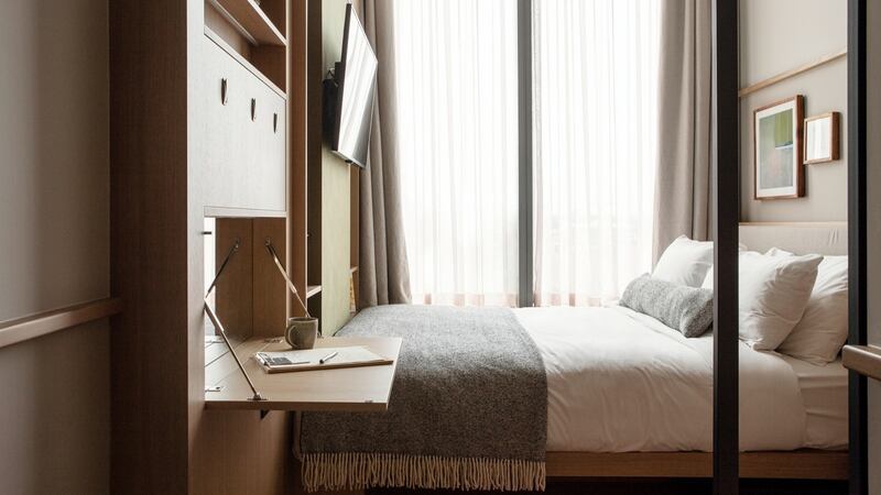 A bedroom in the Wren Hotel, Dublin. Photograph: Ruth Maria