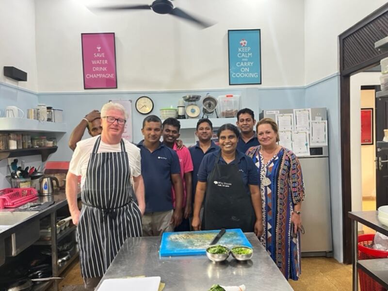 Paul Flynn and the team in the kitchen of Why House, a small colonial-style hotel near the historic coastal city of Galle
