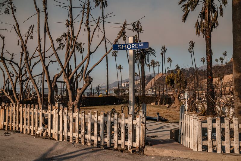 The remains of the Pacific Palisades Bowl Mobile Estates, which was burned by the Palisades fire in Los Angeles. Photograph: Ariana Drehsler/The New York Times
                      