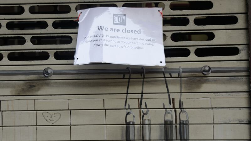 A sign at the Boxty House restaurant  from earlier this year during the coronavirus  pandemic. Photograph: Alan Betson/The Irish Times