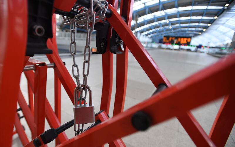 Closed platforms at Waterloo Station in London: Britain has been rocked by industrial disputes in recent months. Photograph: Andy Rain/EPA