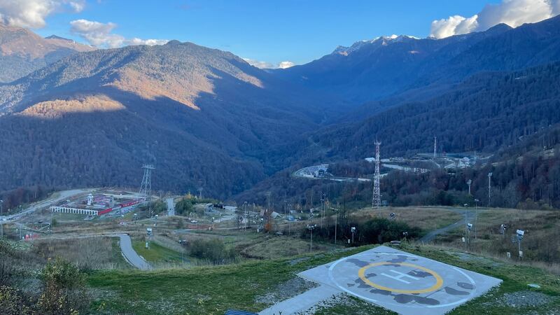 A helipad and other infrastructure built for the 2014 Winter Olympics at Krasnaya Polyana, in the Caucasus mountains of southern Russia. Ecologists say thousands of hectares forest and other wildlife habitat were destroyed by construction work for the Games. Photograph: Daniel McLaughlin