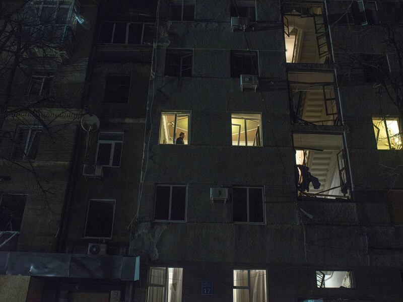A damaged residential building in Kharkiv, Ukraine, after a Russian missile attack on New Year's Eve. Photograph: Laura Boushnak/New York Times