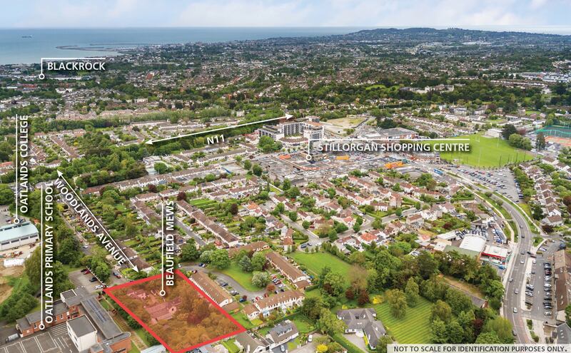An aerial view of the site at Beaufield Mews in Stillorgan in south Dublin