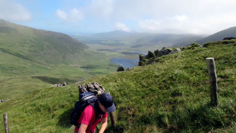 Heading down for the plod up Ballysitteragh