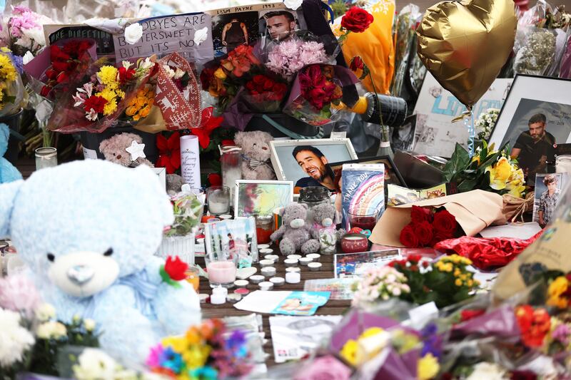 Flowers and tributes left for singer Liam Payne in his home town of Wolverhampton last year. Photograph: Cameron Smith/Getty Images