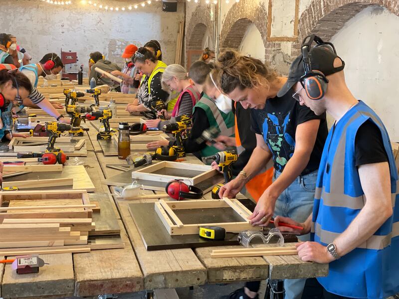 Creating moulds on the concrete casting weekend course. Photograph: Common Knowledge