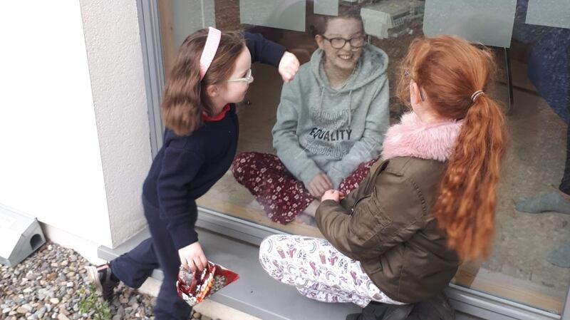 Anya Dowdall  in isolation following her bone marrow transplant in April, 2019.