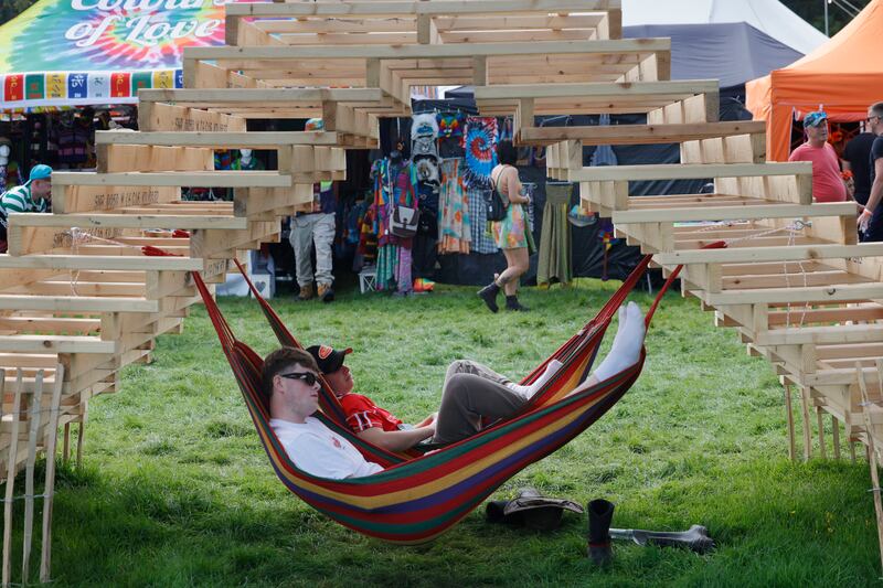 Mark and Daniel Sheridan from Raheny, Dublin, relaxing on Saturday afternoon. Photograph: Alan Betson/The Irish Times

