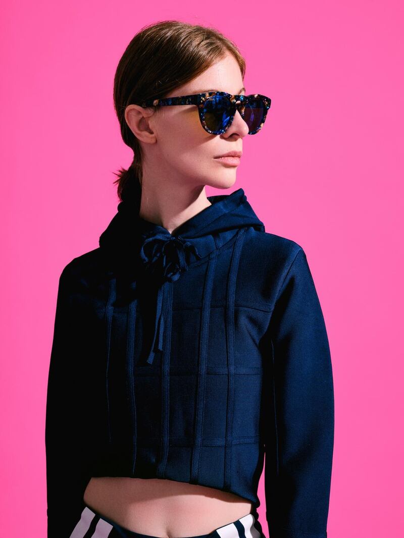 Crop hooded sweater €320, shades €140. Photograph: notpaulsimon