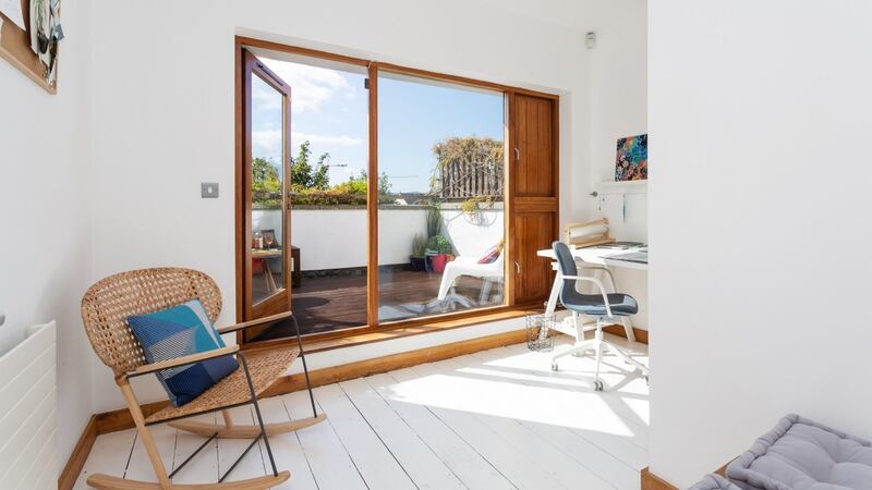 The study  opens out to a gloriously private terrace that is a sun trap even on a dull winter’s day