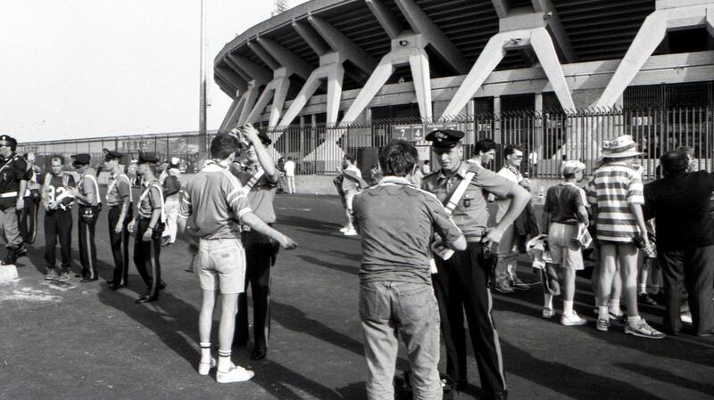 Ireland fans entering the stadium before the game against England. Photograph: James Meehan/Inpho