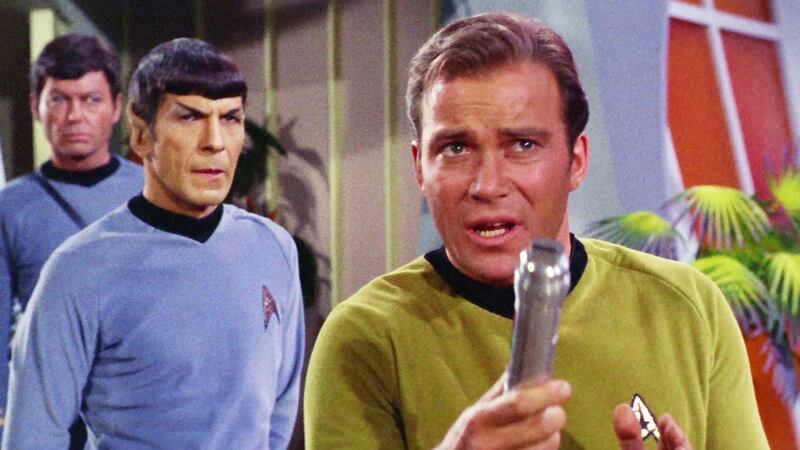 Star Trek: Leonard Nimoy as Mr Spock and William Shatner as Captain James T Kirk.  Photograph:  CBS/Getty