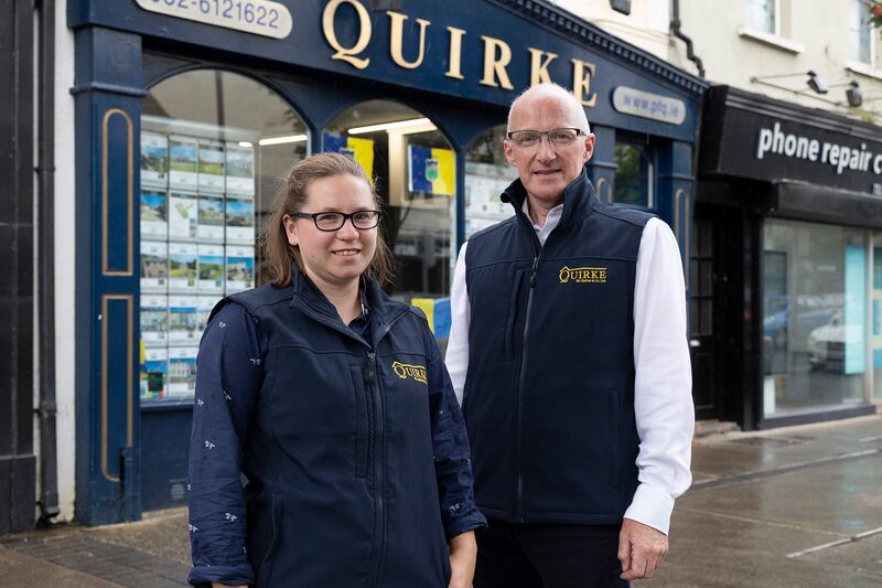 Natasha and Pat Quirke outside their estate agent premises on O'Connell Street, Clonmel. Photograph: John D Kelly
