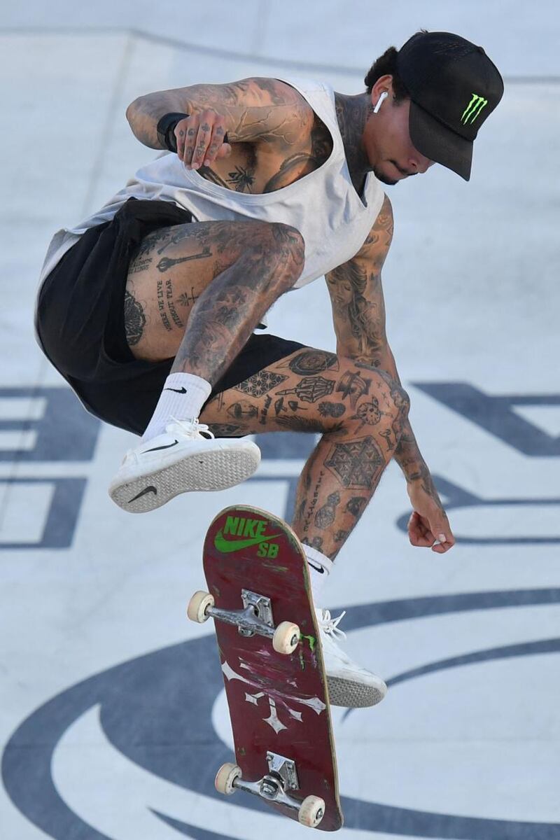 US skateboarder Nyjah Huston competes during the Street World Championships 2021 street skateboarding event in Rome in June. Photograph: Tiziana Fabi/AFP via Getty Images