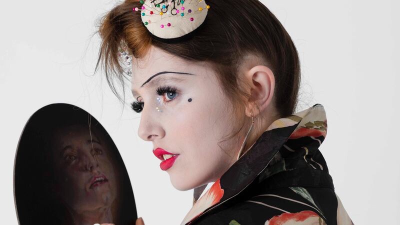 Floral jacket, €309, Joseph Ribkoff from Sheena’s Boutique, Cork; earrings, €32, Rothlu.ie.