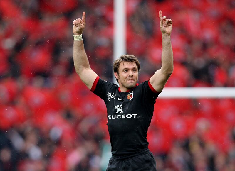 Vincent Clerc of Toulouse celebrates at the final whistle during the Heineken Cup semi-final on May 1st, 2010. 