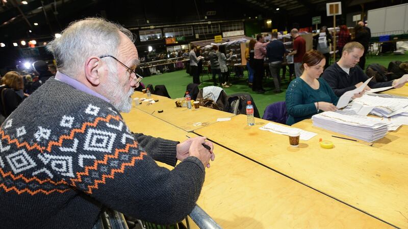 General-election count: the political scientist Peter Emerson at the RDS, in Dublin. Photograph: Dave Meehan
